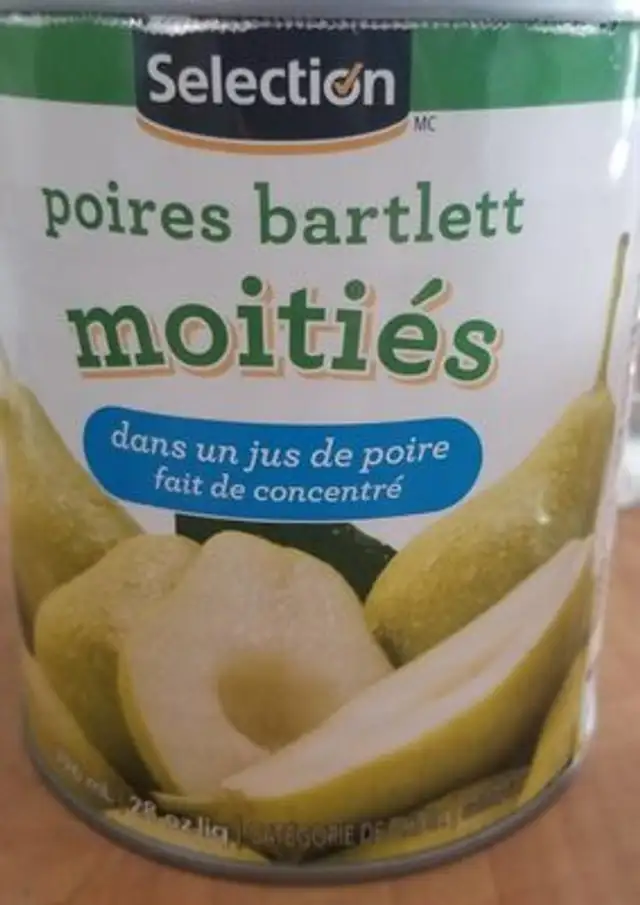 Poires bartlett front packaging