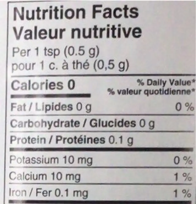 persil en flocons nutrition facts table