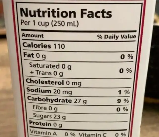 Jus Fruits des champs nutrition facts table