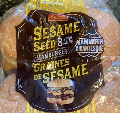 Sesame seed mammoth gigantesque hamburger buns front packaging
