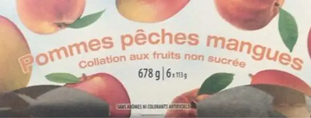 Collation aux fruits : pommes pêches et mangues