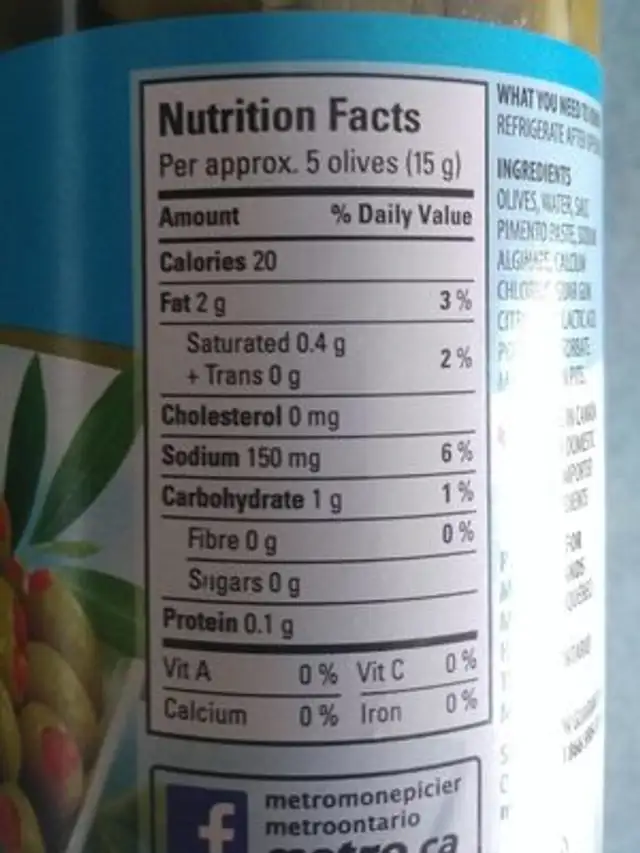 Mieux être nutrition facts table