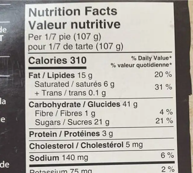 Tarte frsise rubstbes pommes nutrition facts table