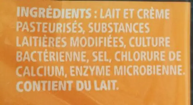 Cheddar blanc doux ingredients label