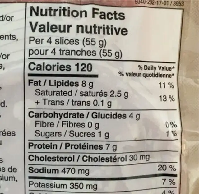 Pain de viande simili poulet nutrition facts table