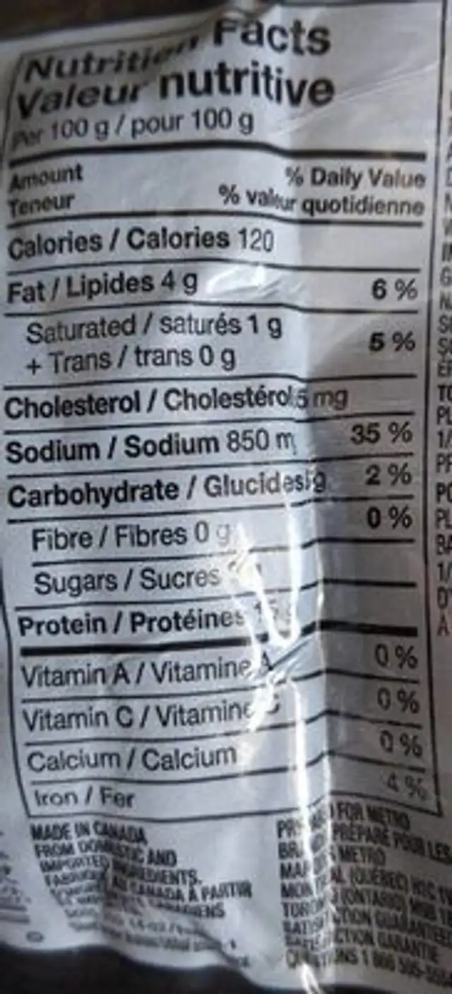 Jambon fumé extra maigre forêt noire nutrition facts table