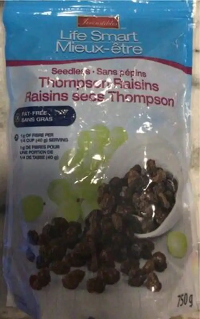Raisins secs Thompson front packaging
