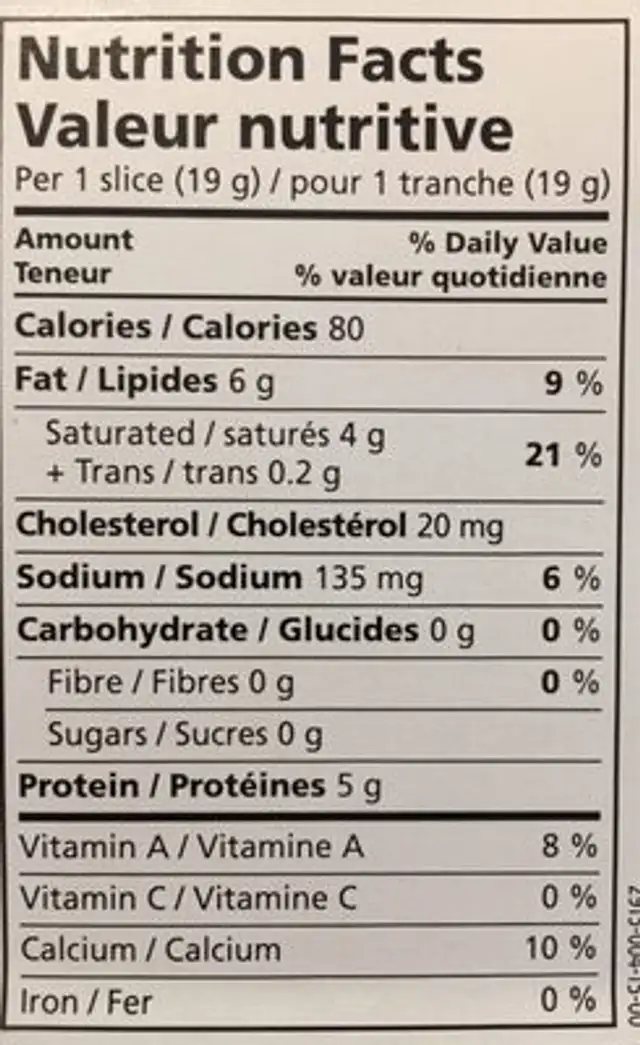 Fromage cheddar fort nutrition facts table