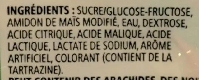 Sour watermelon melon sur ingredients label