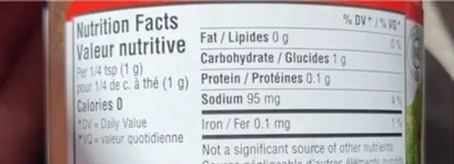 Spaghetti Sauce Seasoning nutrition facts table