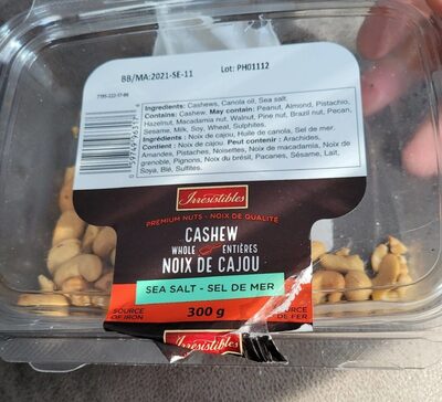 Noix de cajou entières front packaging