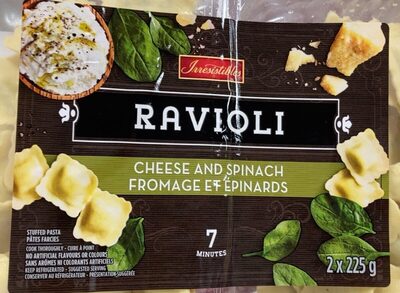 Ravioli fromage et epinards front packaging