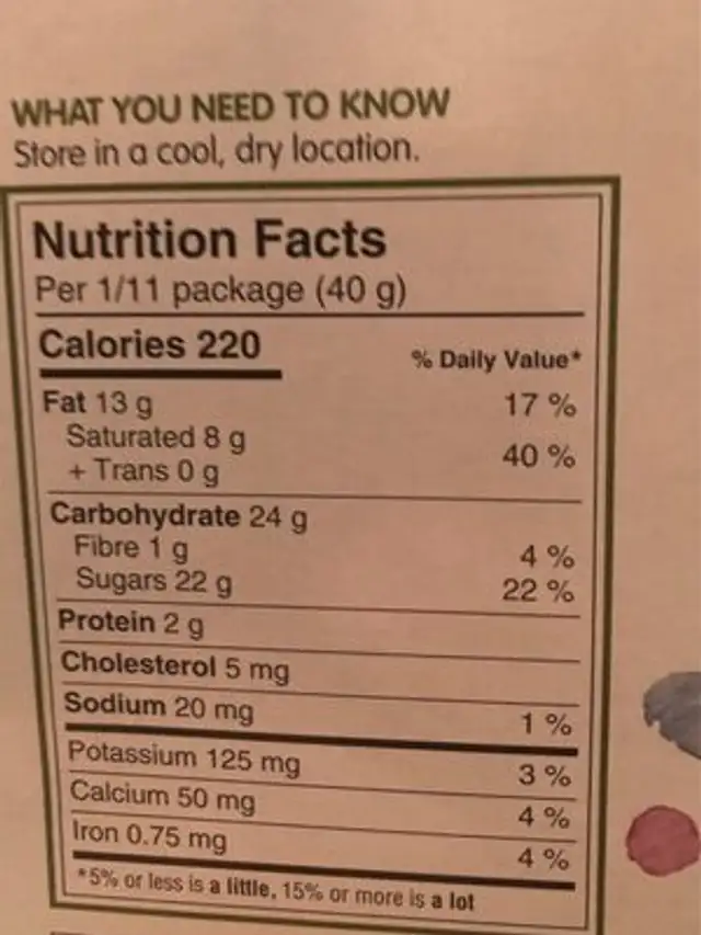 chocolat au lait nutrition facts table