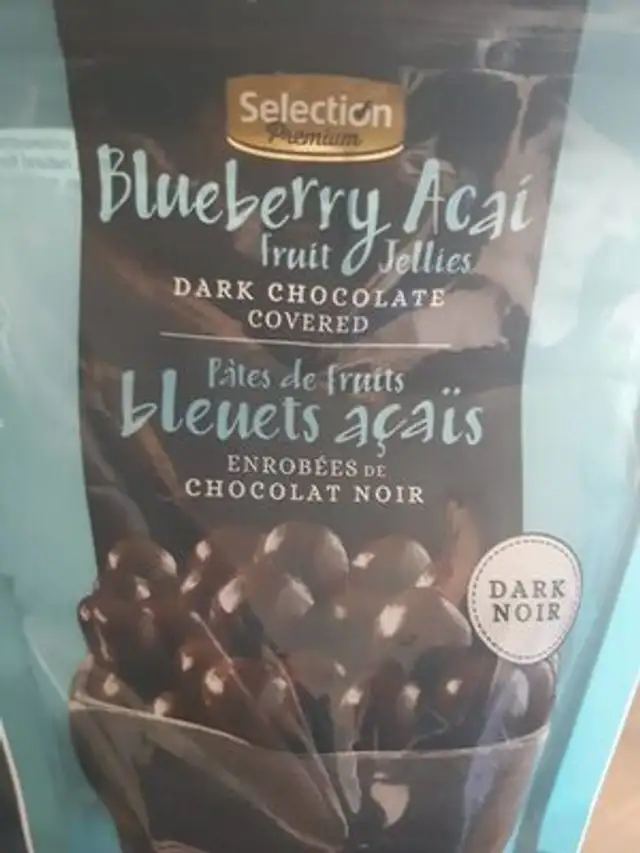 Pâtes de fruits bleuet açais enrobés de chocolat noir