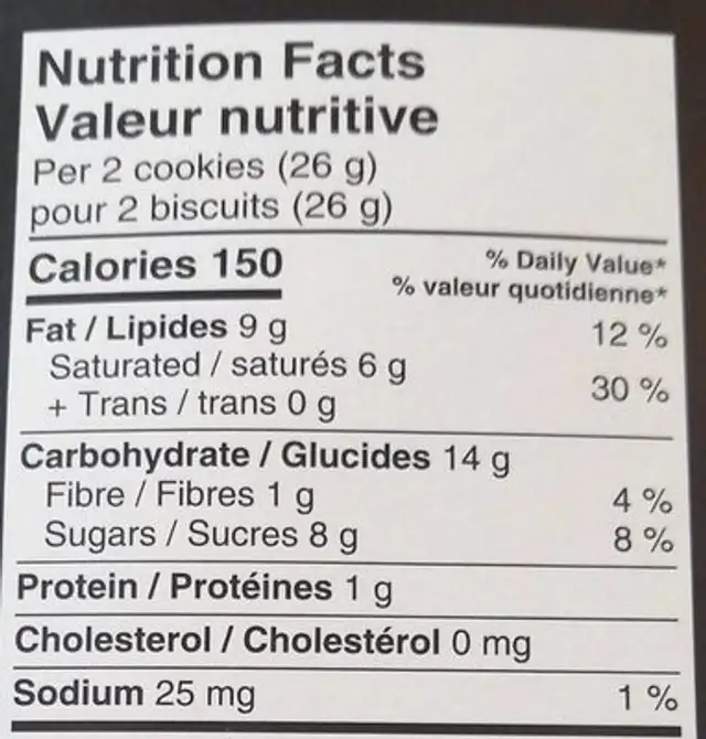Chocolat noisette crémeux nutrition facts table