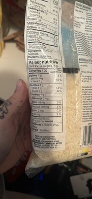 Unsweetened Shredded Desiccated Coconut nutrition facts table