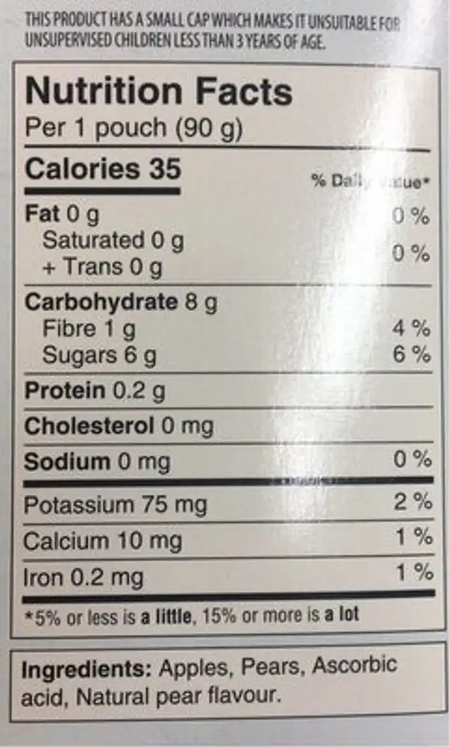 Compote nutrition facts table