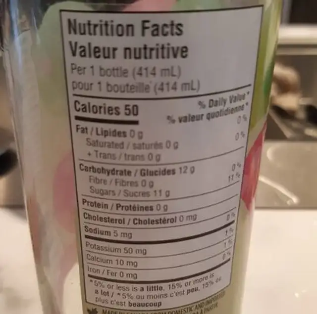 Kombucha fraise basilic nutrition facts table