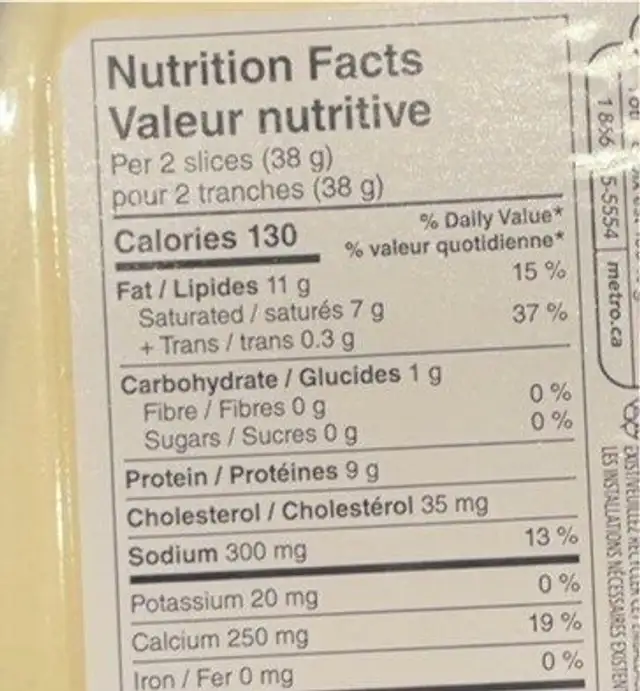 Mozzarella cheese nutrition facts table