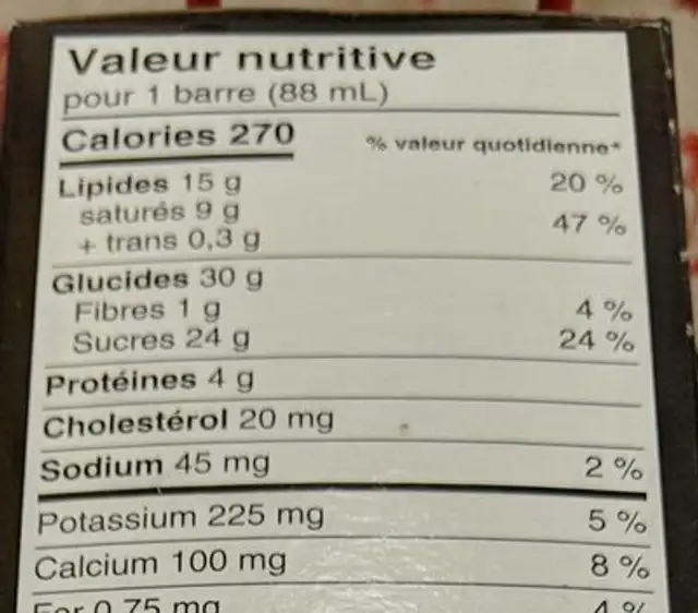 La crèmeuse Moka amandes nutrition facts table