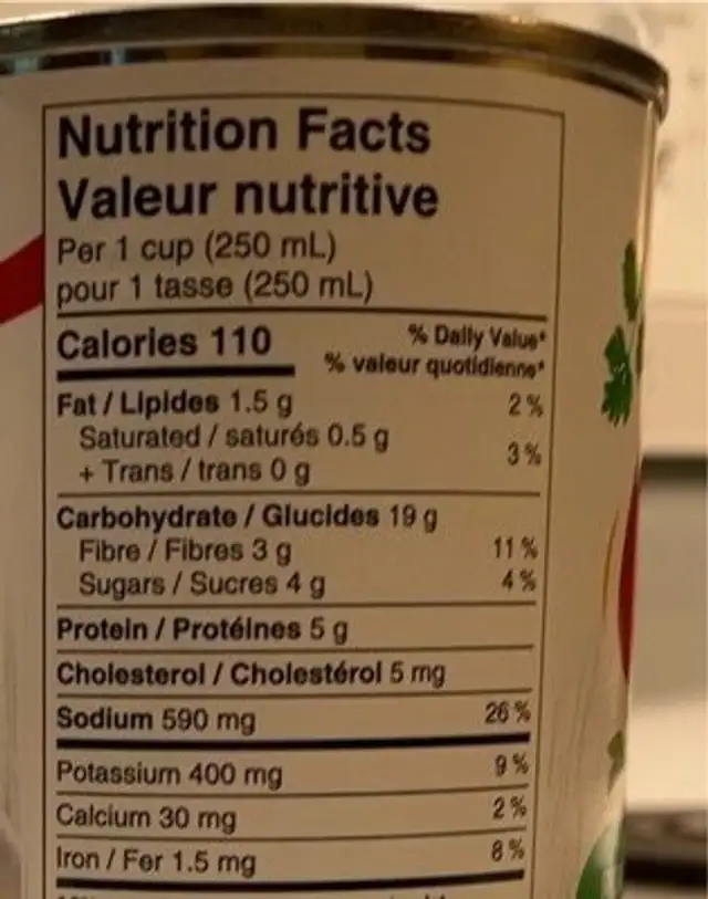 Boeuf et orge nutrition facts table