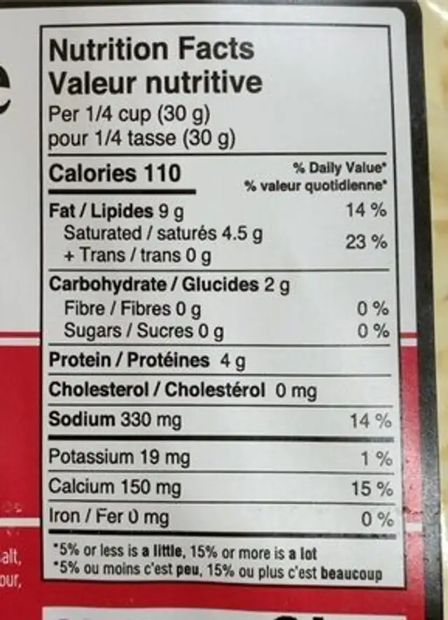 Shredded pizza toppings nutrition facts table