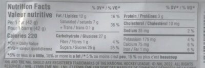 Aero nutrition facts table