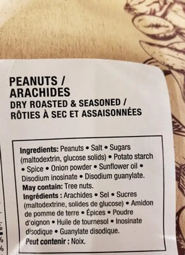 bulk foods peanuts ingredients label