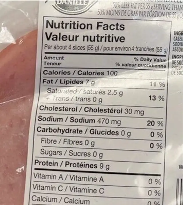 San daniella light mortadella nutrition facts table