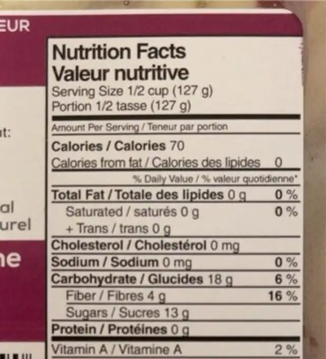 Sun rich apple slice nutrition facts table