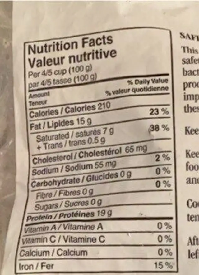 Lean ground beef nutrition facts table