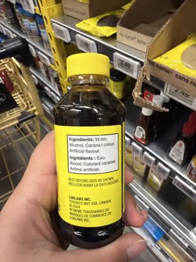 Artificial vanilla extract ingredients label