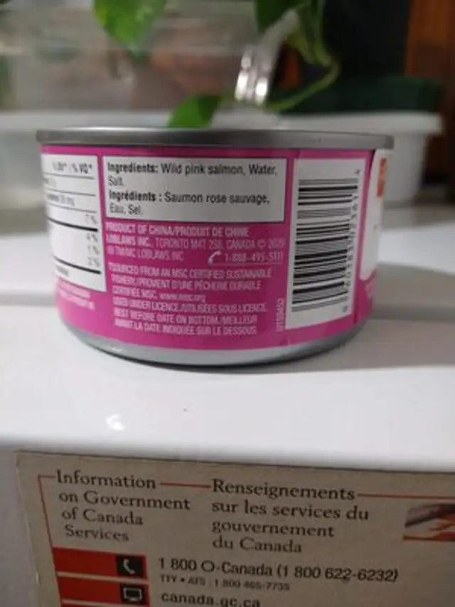 Saumon rose ingredients label