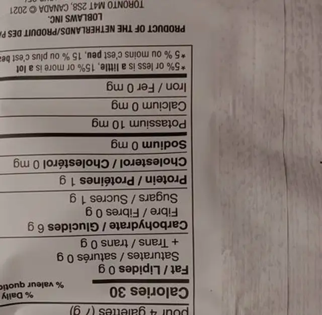 Mini galettes de riz pomme et mangue nutrition facts table