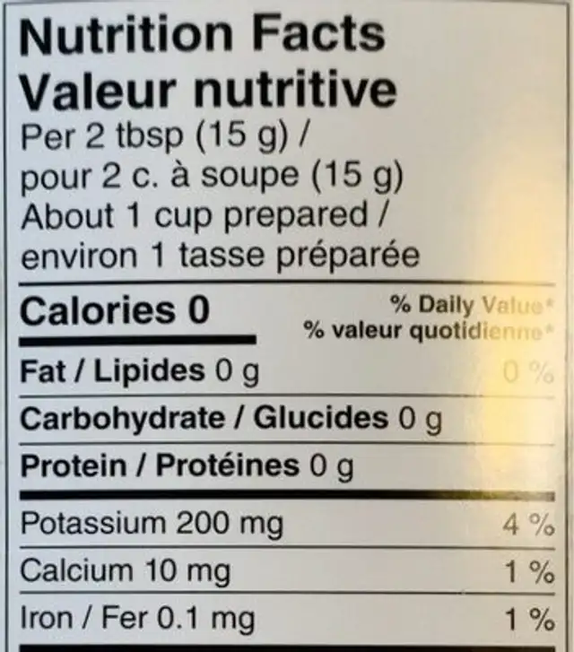 Decaffeinated Medium Dark Roast nutrition facts table