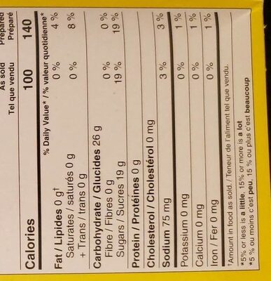 Lemon pie filling and dessert mix nutrition facts table