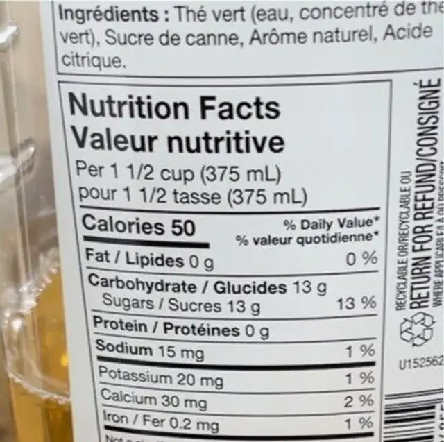 The vert nutrition facts table