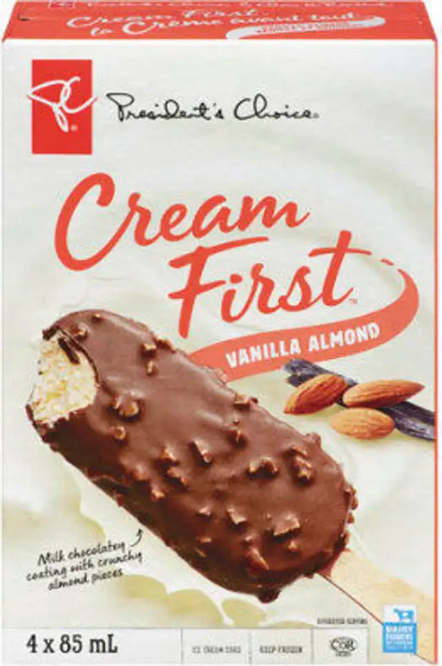 Creamfirst vanilla milk chocolate and almonds ice cream bars