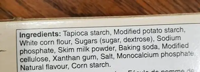 Gluten-free original pancake mix ingredients label