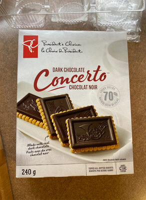 Concerto 70% Dark Chocolate topped front packaging
