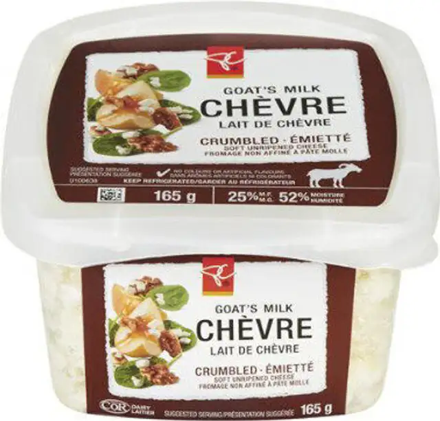 Goat’s milk chèvre crumbled soft unripened cheese