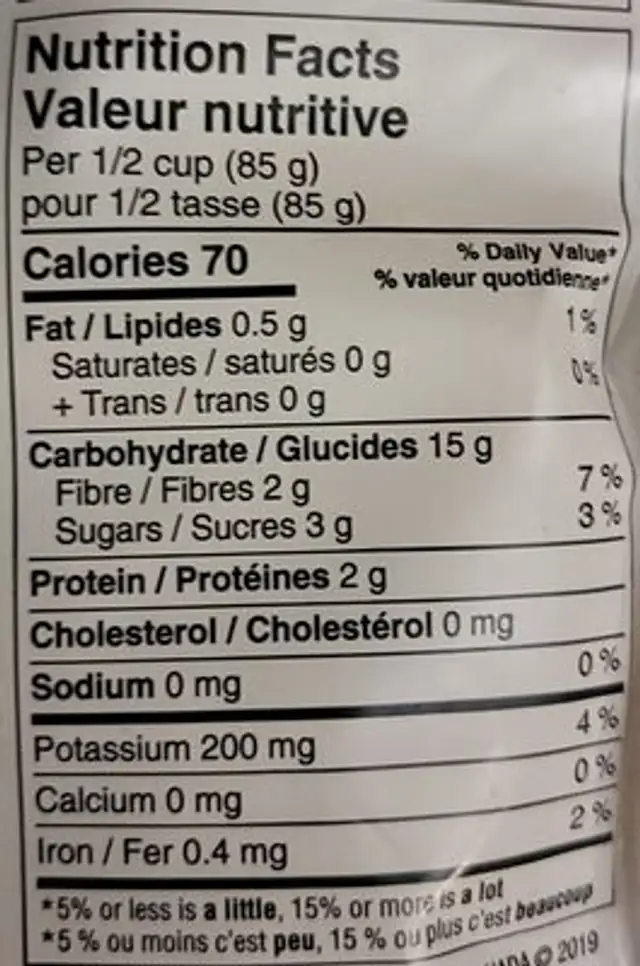 Corn & Jalapeño Pepper nutrition facts table