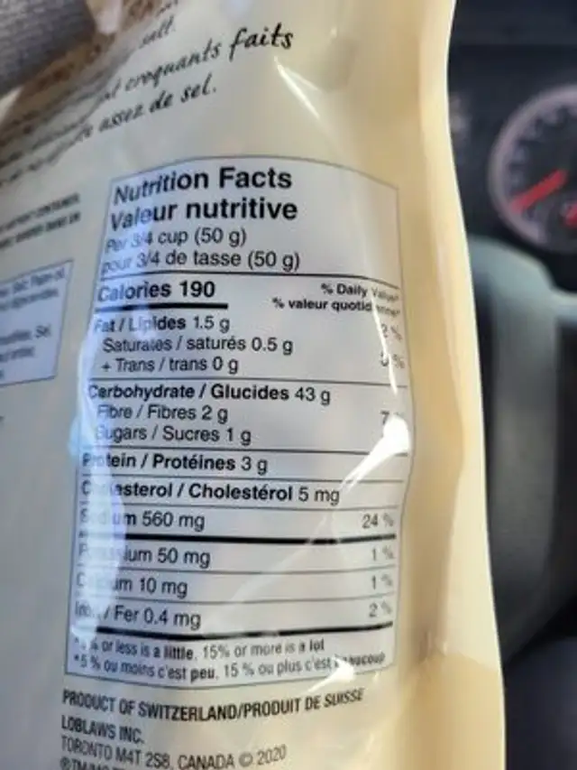 Pretzel sticks ingredients label
