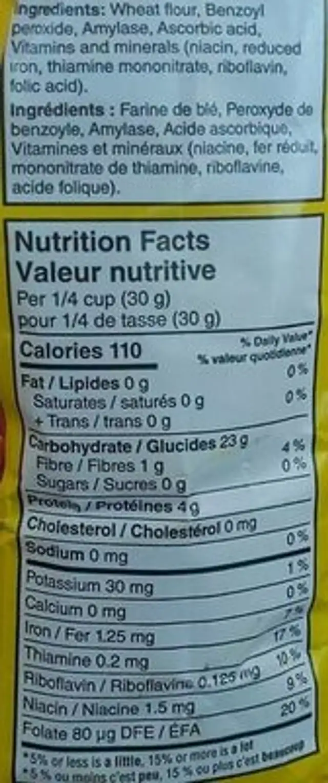 All-purpose Flour nutrition facts table