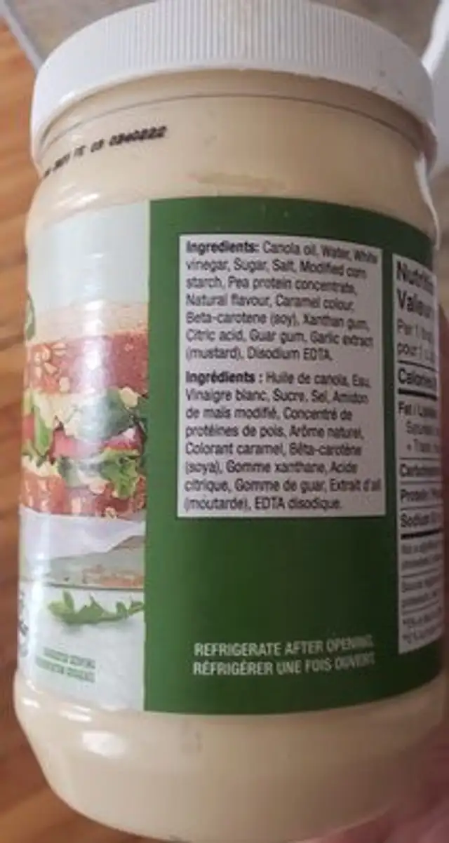 mayo-style nutrition facts table