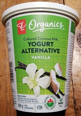 Organic cultured coconut milk yogurt alternative (vanilla) front packaging