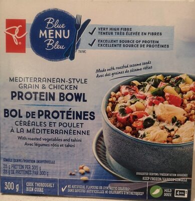 Mediterranean style grain & chicken protein bowl