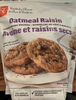 Oatmeal raisin cookie dough rounds front packaging