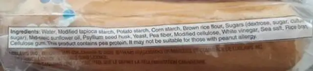 Pain hot-dog sans gluten nutrition facts table