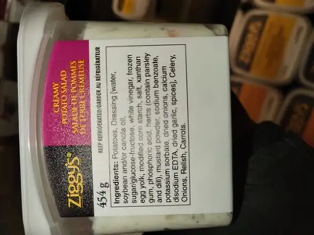 Creamy potato salad ingredients label